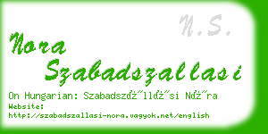 nora szabadszallasi business card